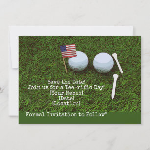 Golfbal met Amerikaanse vlag op groen gras Kaart