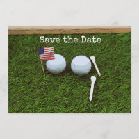 Golfbal met Amerikaanse vlag op groen gras