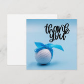 Golfbal met blauw lint bedankkaart (Voorkant / Achterkant)