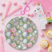 Golfbal met bloemen papieren bordje (Feest)