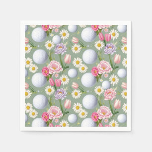 Golfbal met bloemen servet
