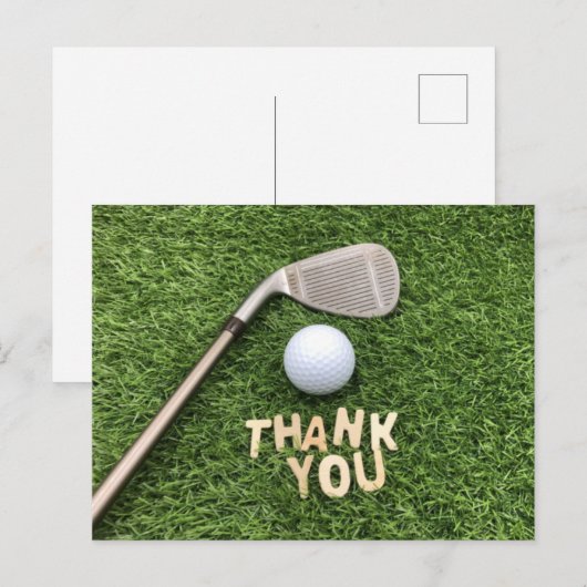 Golfbal met dank aan het groene gras briefkaart (Voorkant / Achterkant)