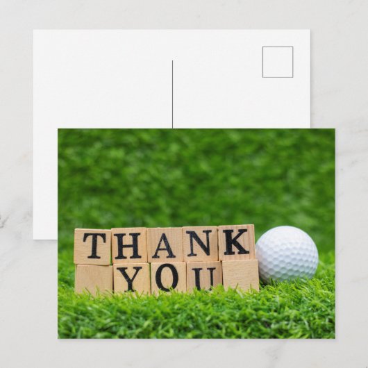 Golfbal met dank aan het groene gras briefkaart (Voorkant / Achterkant)