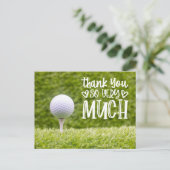 Golfbal met Dank je wel op groen gras Briefkaart (Staand voorkant)