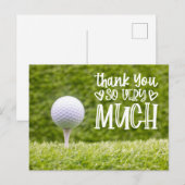 Golfbal met Dank je wel op groen gras Briefkaart (Voorkant / Achterkant)