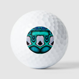 Golfbal met een originele blauwe, groene fractal ~ golfballen