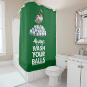 Golfbal met eendengolfer altijd je ballen wassen douchegordijn (In situ)