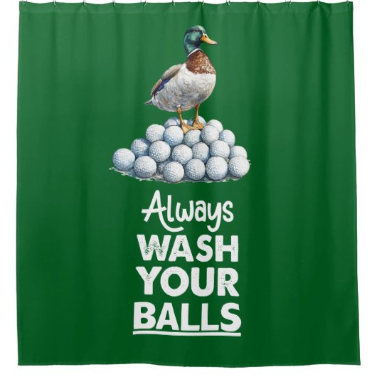 Golfbal met eendengolfer altijd je ballen wassen douchegordijn (Voorkant)