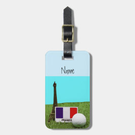 Golfbal met Eiffel Towel met vlag van Frankrijk Bagagelabel