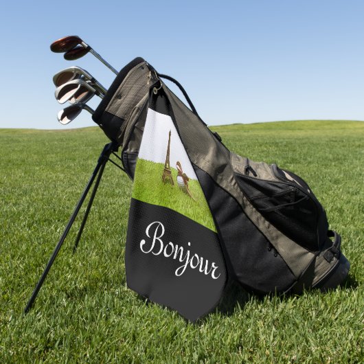 Golfbal met Eiffelhanddoek op groene Bonjour Golfhanddoek (Groen)