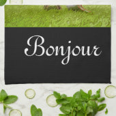 Golfbal met Eiffelhanddoek op groene Bonjour Theedoek (Gevouwen)