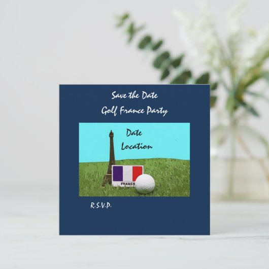 Golfbal met Eiffeltoren Parijs Golfer Feestdagenkaart (Staand voorkant)