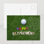 Golfbal met gelukkige pensionering op groen briefkaart (Voorkant / Achterkant)