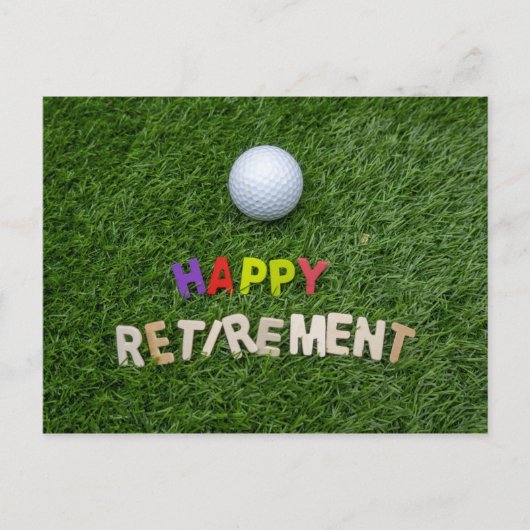 Golfbal met gelukkige pensionering op groen briefkaart (Voorkant)