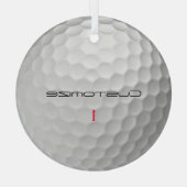 Golfbal met gepersonaliseerde tekst en nummer glas ornament (Achterkant)