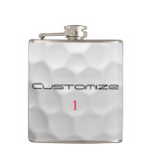 Golfbal met gepersonaliseerde tekst en nummer heupfles (Voorkant)