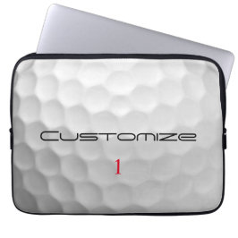 Golfbal met gepersonaliseerde tekst en nummer laptop sleeve