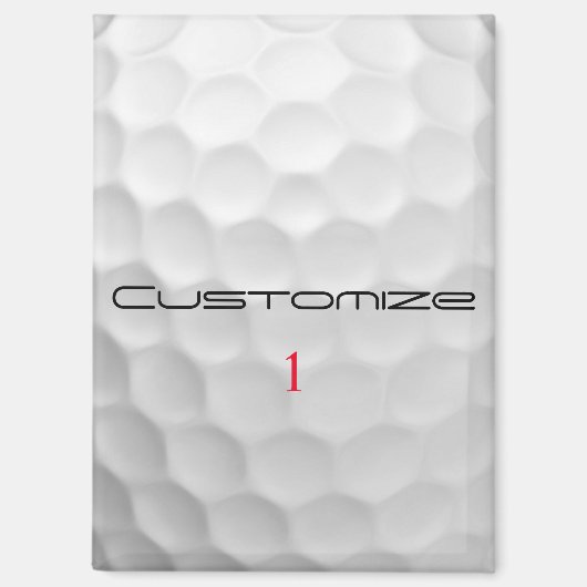 Golfbal met gepersonaliseerde tekst en nummer magneet (Voorkant)