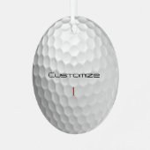 Golfbal met gepersonaliseerde tekst en nummer metalen ornament (Voorkant links)