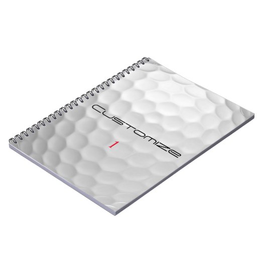 Golfbal met gepersonaliseerde tekst en nummer notitieboek (Linkerzijde)