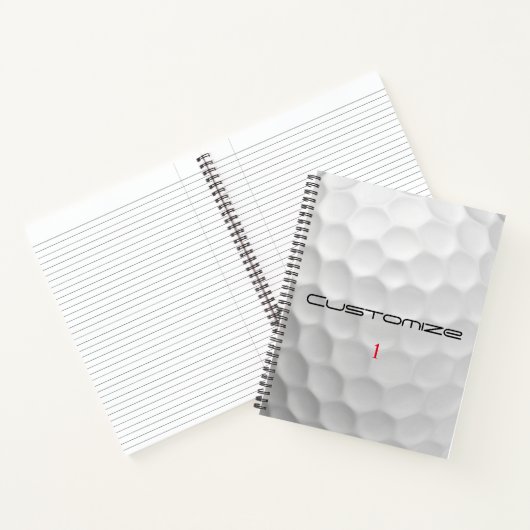 Golfbal met gepersonaliseerde tekst en nummer notitieboek (Binnen)