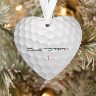 Golfbal met gepersonaliseerde tekst en nummer ornament