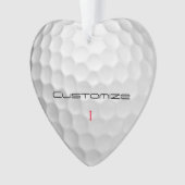 Golfbal met gepersonaliseerde tekst en nummer ornament (voorkant)