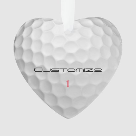 Golfbal met gepersonaliseerde tekst en nummer ornament (voorkant)