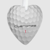 Golfbal met gepersonaliseerde tekst en nummer ornament (voorkant)