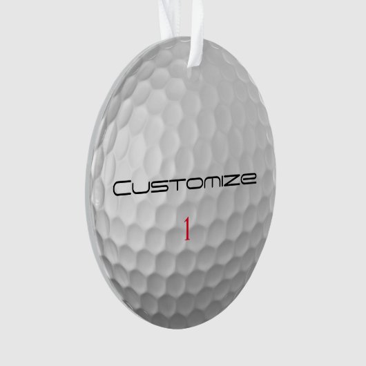 Golfbal met gepersonaliseerde tekst en nummer ornament (voorkant)