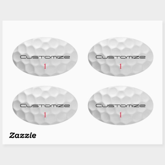 Golfbal met gepersonaliseerde tekst en nummer ovale sticker (Vel)