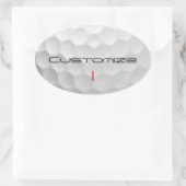 Golfbal met gepersonaliseerde tekst en nummer ovale sticker (Tas)