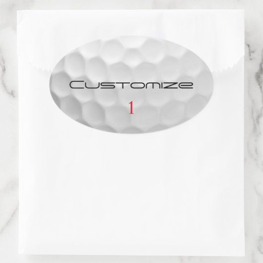 Golfbal met gepersonaliseerde tekst en nummer ovale sticker (Tas)