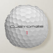 Golfbal met gepersonaliseerde tekst en nummer rond kussen (Voorkant)
