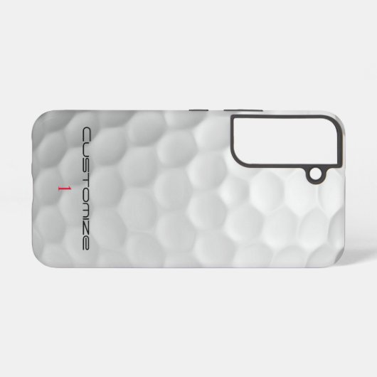 Golfbal met gepersonaliseerde tekst en nummer samsung galaxy hoesje (Achterkant horizontaal)