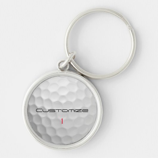 Golfbal met gepersonaliseerde tekst en nummer sleutelhanger (Voorkant)