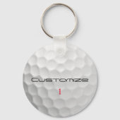 Golfbal met gepersonaliseerde tekst en nummer sleutelhanger (Voorkant)