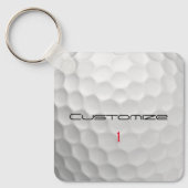 Golfbal met gepersonaliseerde tekst en nummer sleutelhanger (Voorkant)