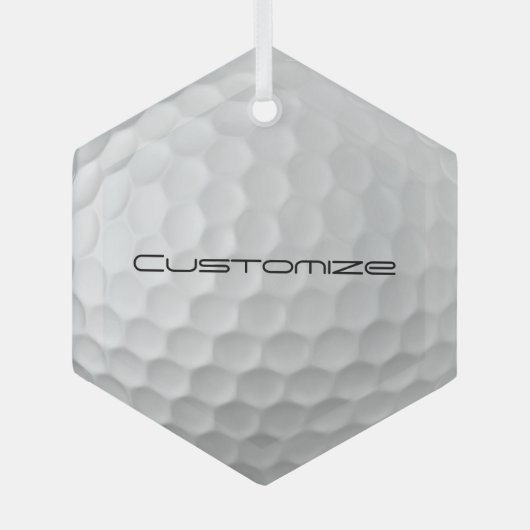 Golfbal met gepersonaliseerde tekst glas ornament (Voorkant)