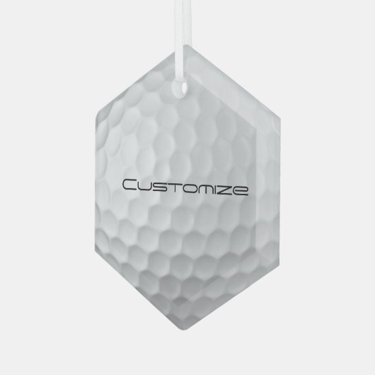 Golfbal met gepersonaliseerde tekst glas ornament (Voorkant links)