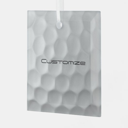 Golfbal met gepersonaliseerde tekst glas ornament (Voorkant links)