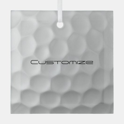 Golfbal met gepersonaliseerde tekst glas ornament (Voorkant)