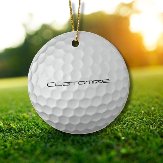 Golfbal met gepersonaliseerde tekst keramisch ornament