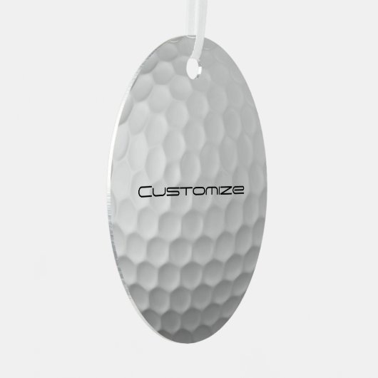 Golfbal met gepersonaliseerde tekst metalen ornament (Voorkant Rechts)