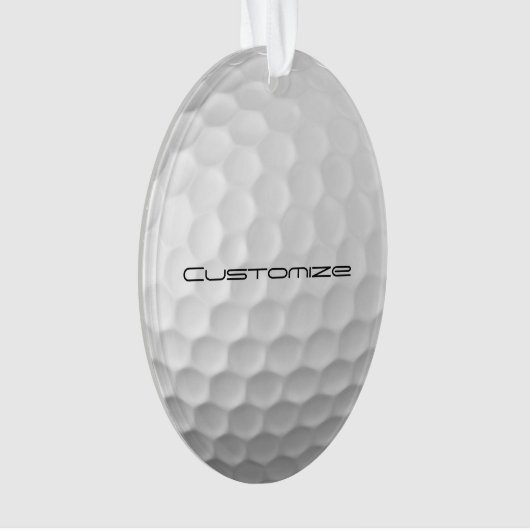 Golfbal met gepersonaliseerde tekst ornament (voorkant)