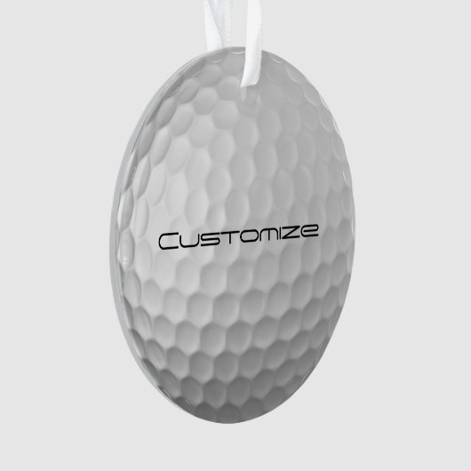 Golfbal met gepersonaliseerde tekst ornament (voorkant)