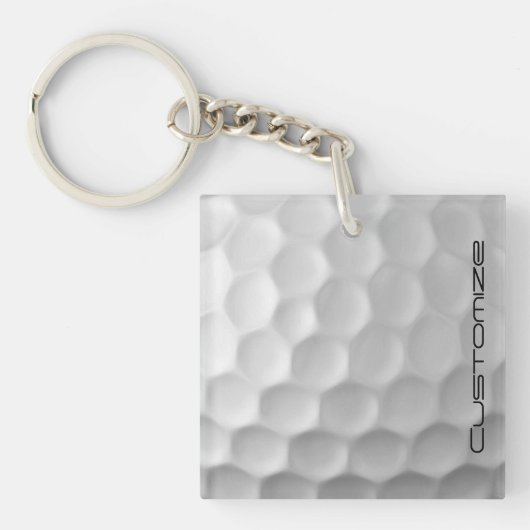 Golfbal met gepersonaliseerde tekst sleutelhanger (Voorkant)