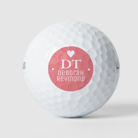 Golfbal met haar naam vrouwelijk roze monogram golfballen (Voorkant)
