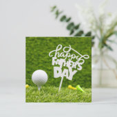 Golfbal met Happy Vaderdag-teken op groene C Kaart (Staand voorkant)