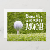 Golfbal met Hartelijk dank op groen gras Briefkaart (Voorkant / Achterkant)